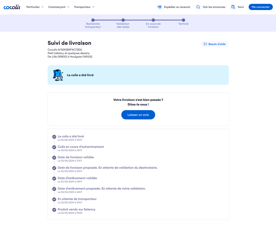 Livraison confirmée