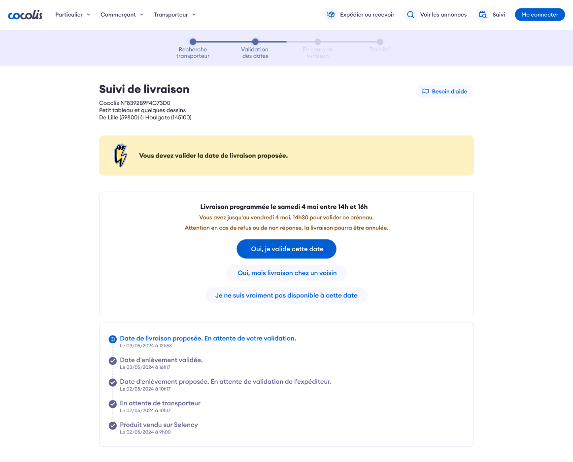 Confirmer ou rejeter un créneau